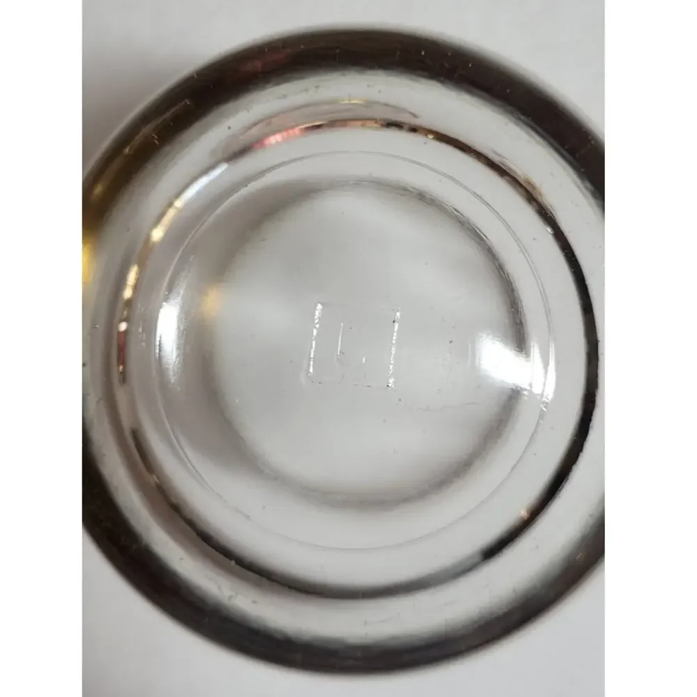 Vtg 40s 50s Jeannette Glass Gold Gilding Trim Mustard Honey Jar Lid Saucer Plate